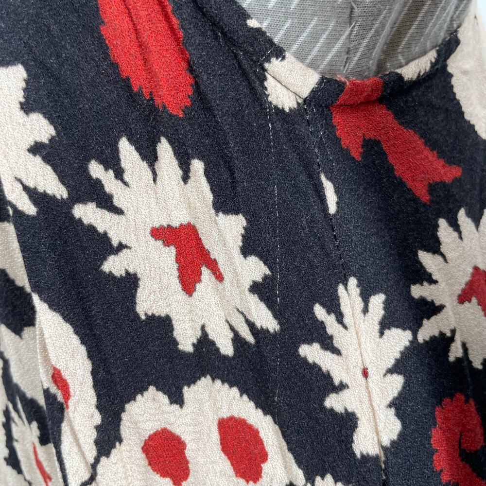 Farm Rio Maxi Dress Red White Black Medallion Long Sleeve V Neck Size XS / P - Picture 12 of 13